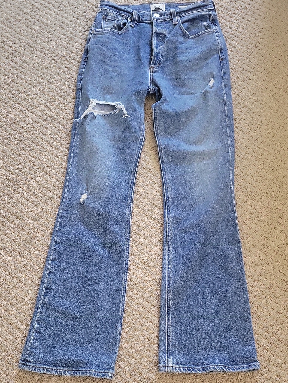 Citizens Of Humanity Light Blue Bootcut Distressed Jeans